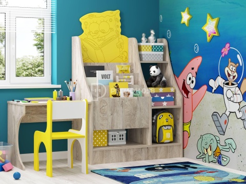 Книжный Шкаф Юнга-18 (Ш-1300 x В-1200 x Г-374 мм)Артвуд Темный/Артвуд Светлый