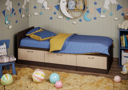 Детская Кровать Юнга-5 (Д-2032 х В-700 х Г-834 мм)/Разные Цвета