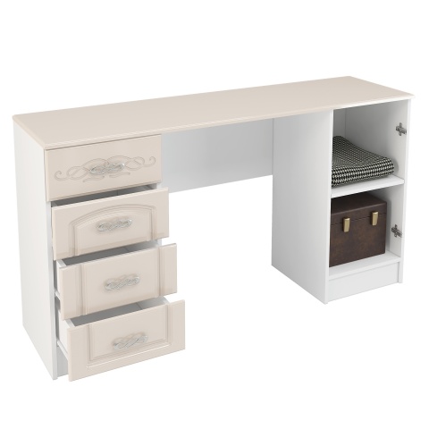 Стол Туалетный  Венесуэла  МДФ/Жемчуг Глянец (Ш-1500 х В-820 х Г-420 мм)