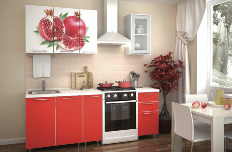 Кухонный Гарнитур Гранат/Красный 1500 мм