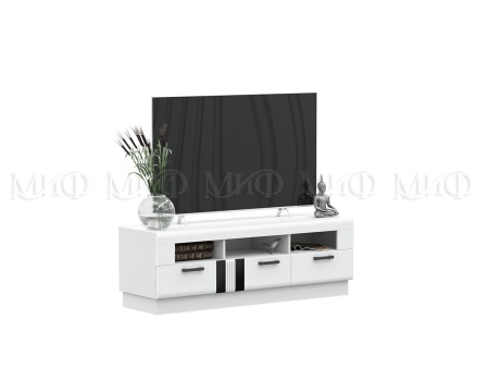 Гостиная Манифик МДФ (Ш-3000 x В-2126 x Г-650 мм)Белый/Белый Глянец