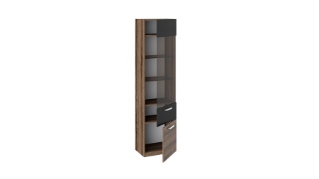 Шкаф для Посуды Инфи Черный/Дуб Монастырский (Ш-492 x В-1927 x Г-356 мм)